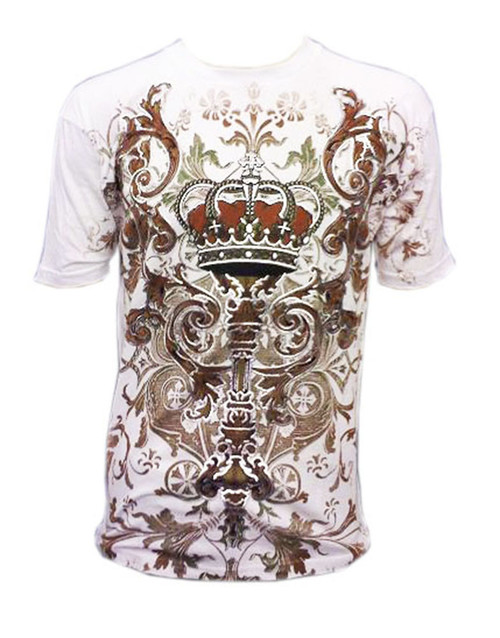 Pinnacle Metallic Silver Embossed Crown MMA Muscle  T-shirt