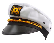 Cotton Embroidered Captain Adjustable Hat Cap - White / Black Bill (One Size)