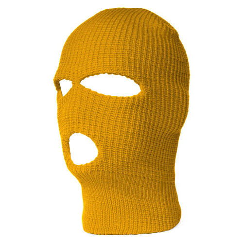 Top Headwear 3 Hole Face Ski Mask, Yellow Gold 1pc