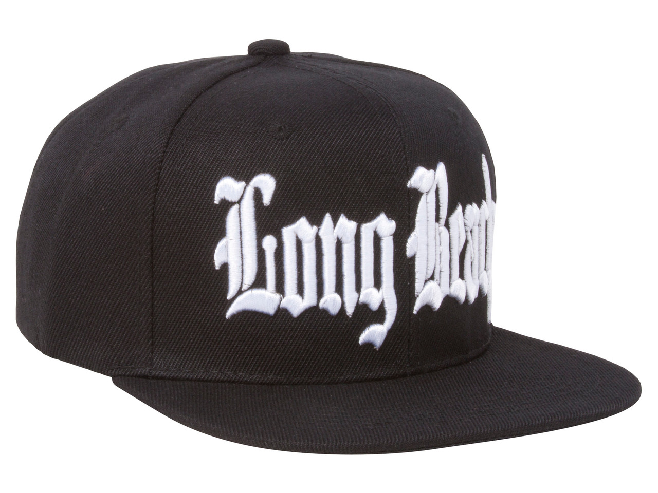 Long Beach Olde English Font Black Snapback Hat