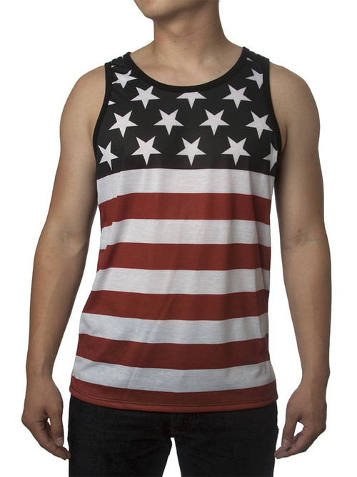Patriotic American Flag Stripes And Stars Tank Top Shirt Adult Men's