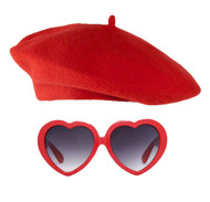 French Beret and Heart Sunglasses Kit