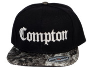 City Caps Compton Olde English Snapback w/ Bill Design - Black/Snake