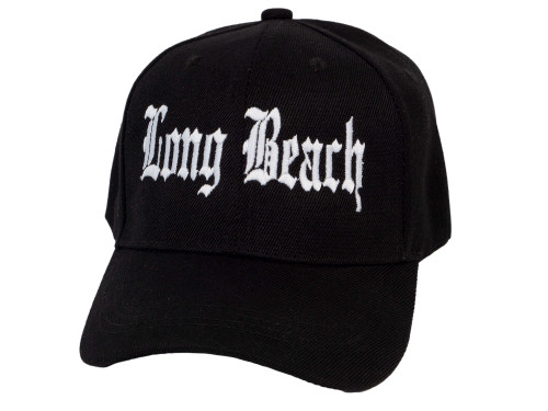 Men's Long Beach Cap Old English Adjustable Snapback Curved Hat, Black