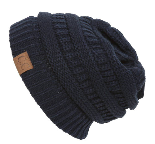 C.C Women's Thick Slouchy Knit Beanie Cap Hat, Navy
