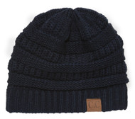 Thick Knit Oversized Beanie Cap Hat - Navy