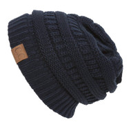 Navy Thick Knit Soft Stretch Beanie Cap