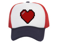 Men's 80's Retro Large 8 Bit Pixelated Heart Gamer Trucker Hat