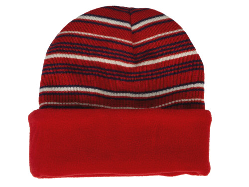 Reversible Warm Winter Knit Striped Skull Cap Cuff Slouchy Beanie Fleece Lining