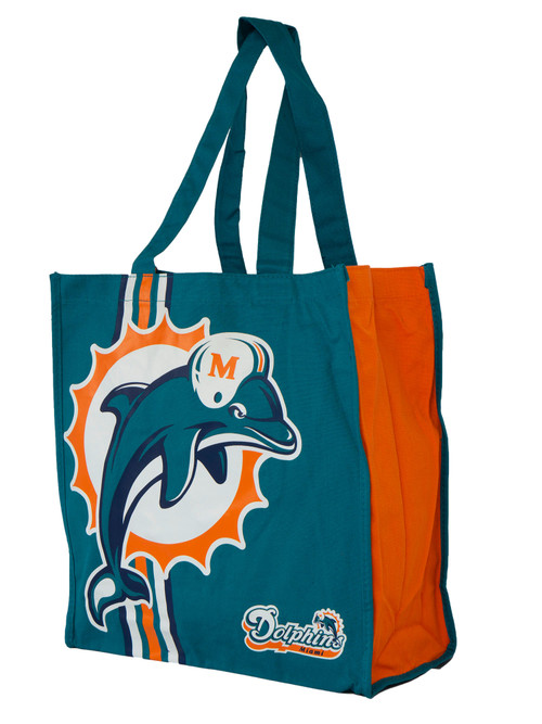 NFL Team Logo Reusable  Miami Dolphins Grocery Tote Shopping Bag