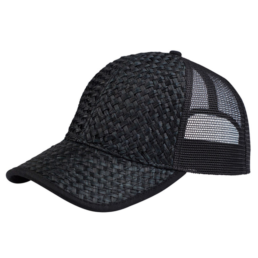 Low Profile Structured Mesh Straw Trucker Cap - Gravity Trading