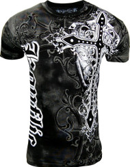 Konflic  Men's Giant Cross Graphic Fashion MMA Muscle T-shirt - Black - 2X