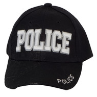 Men's Law Enforecement Police Shadow Logo Adjustable Baseball Cap - Black/White