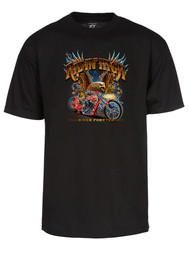 Mens Riding High Biker Tshirt - Eagle Motorcyle Chopper Shirt Black