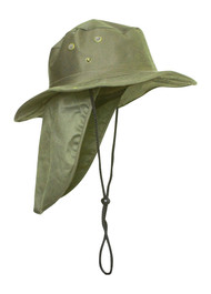 Top Headwear Safari Explorer Bucket Hat With Flap Neck Cover - Olive, XL