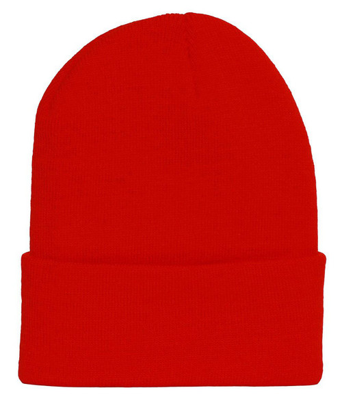 New Solid Winter Long Beanie - Cardinal Red 1pc