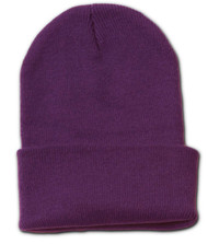 New Solid Winter Long Beanie - Purple 1pc