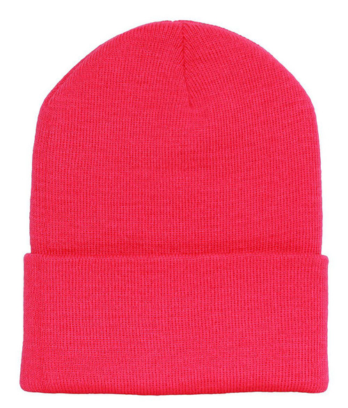 New Solid Winter Long Beanie - Neon Pink 1pc
