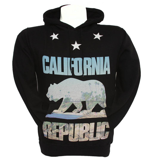 California Republic Bear Coast Scenery Hooded Sweatshirt -  Black