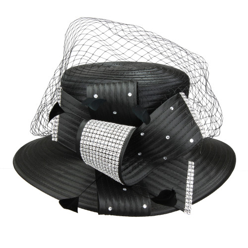 ChicHeadwear Braid Hat w/ Netting and Rhinestones