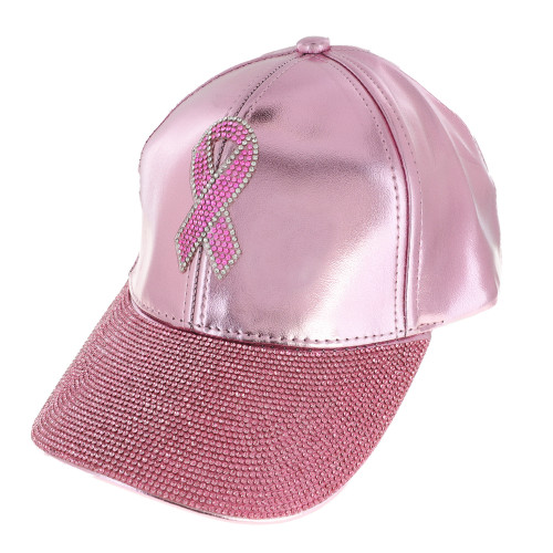 Top Headwear Breast Cancer Pink Ribbon Studded Baseball Cap