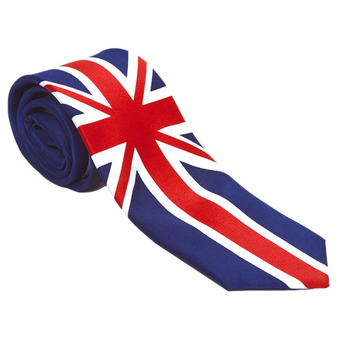 Union Jack British Skinny Neck Tie Royal