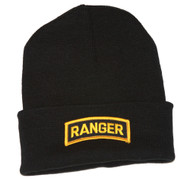 Delux Military 3D Patch Embroidery Black Cuff Beanie Army Tab Ranger