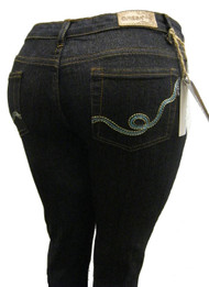 Women's Omega Skinny Stretch Jeans- Blue Twirl 4
