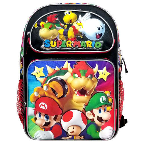 Super Mario Boys Backpack Kids School Bookbag with Padded Straps, Durable Travel