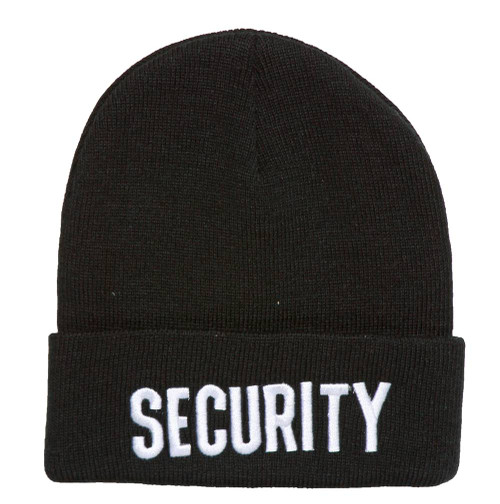 Black Cuff Security Knitted Beanie