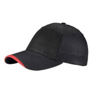 6 PANEL BRUSHED TWILL CAP - Black/Red