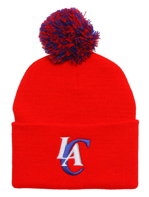 Los Angeles Clippers Red Cuffed Beanie w/ Pom + GT Wristband