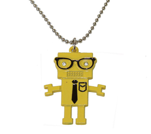 Nerd Alert Robot Necklace - Yellow