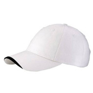 6 PANEL BRUSHED TWILL CAP - White/Black