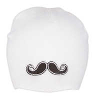 Mustache Winter Beanie - White