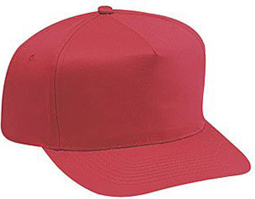 Cotton Twill Five Panel Pro Style Caps, Red