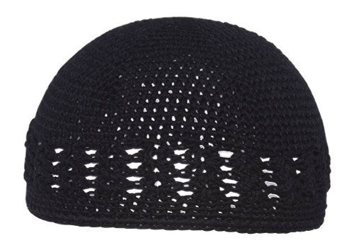Black Crochet Knit Beanie Skull Cap Hat
