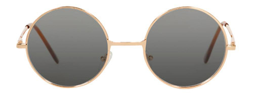 Circular Style Gold (46mm) Frame Black Lens Sunglasses