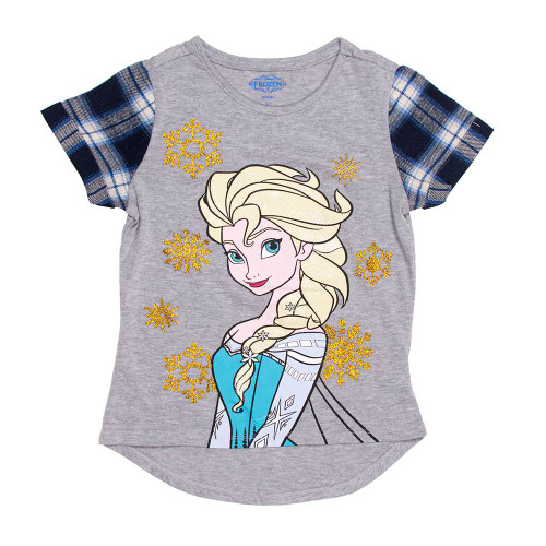 Frozen Elsa Hi Low Top w/ Flannel Sleeves