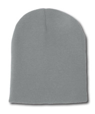 Blank Short Beanie Cap , Heather Grey