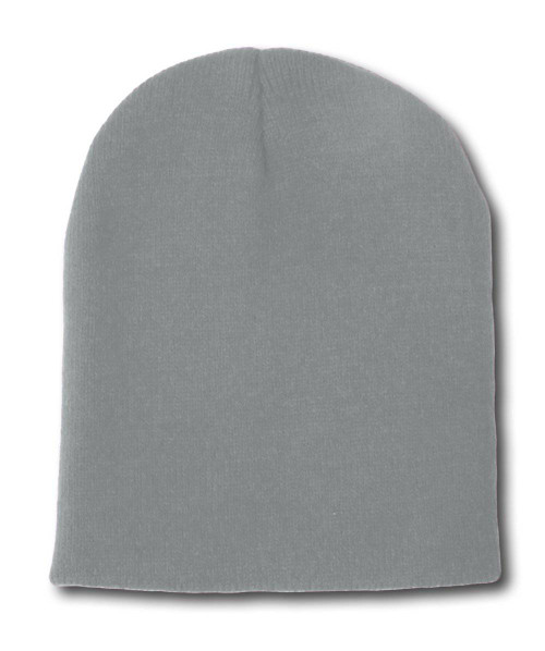 Blank Short Beanie Cap , Heather Grey