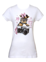 Womens The Camera Loves Me Dog Short-Sleeve White T-Shirt