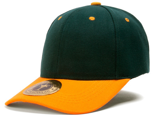 Curve Bill Adjustable Baseball Cap, Yellow/Green