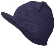 Winter Beanie Hat with Visor Brim Warm Knit Cuffless Beanie Cap