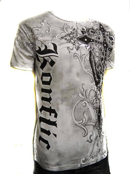 Konflic Cross Sword Crew Neck Cotton Men's Fashion T Shirt