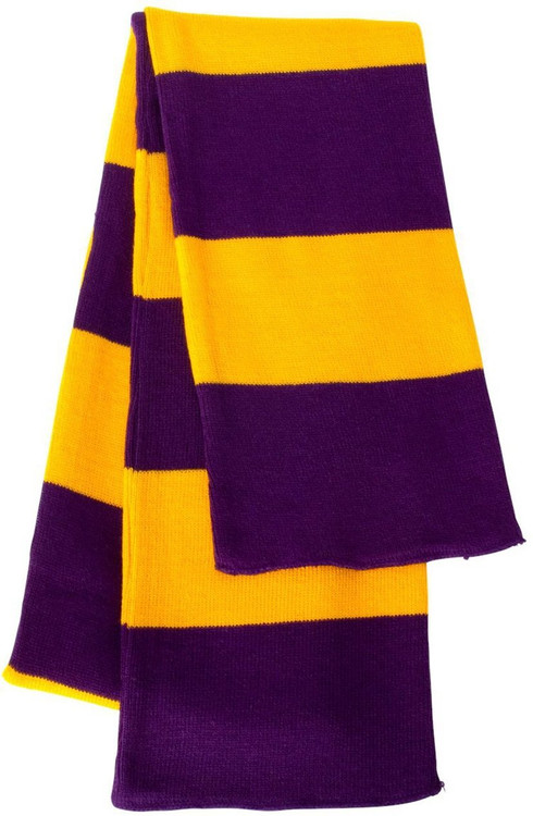 Sportsman - Rugby Striped Knit Scarf, Purple Gold