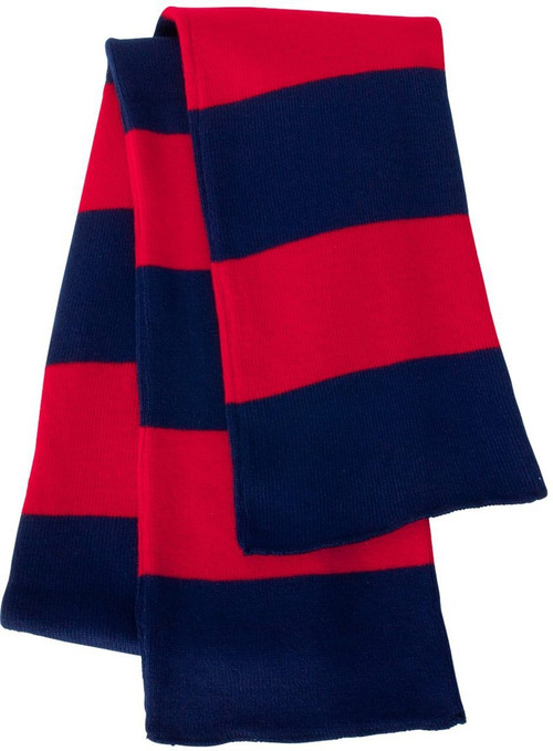 Sportsman - Rugby Striped Knit Scarf, Navy Red