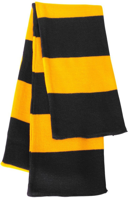 Sportsman - Rugby Striped Knit Scarf, Black Gold