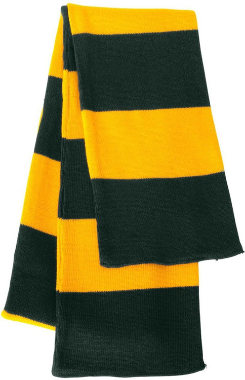 Sportsman - Rugby Striped Knit Scarf, Forest Gold