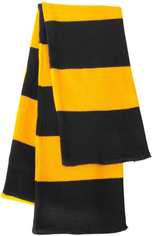 Sportsman - Rugby Striped Knit Scarf, Navy Gold